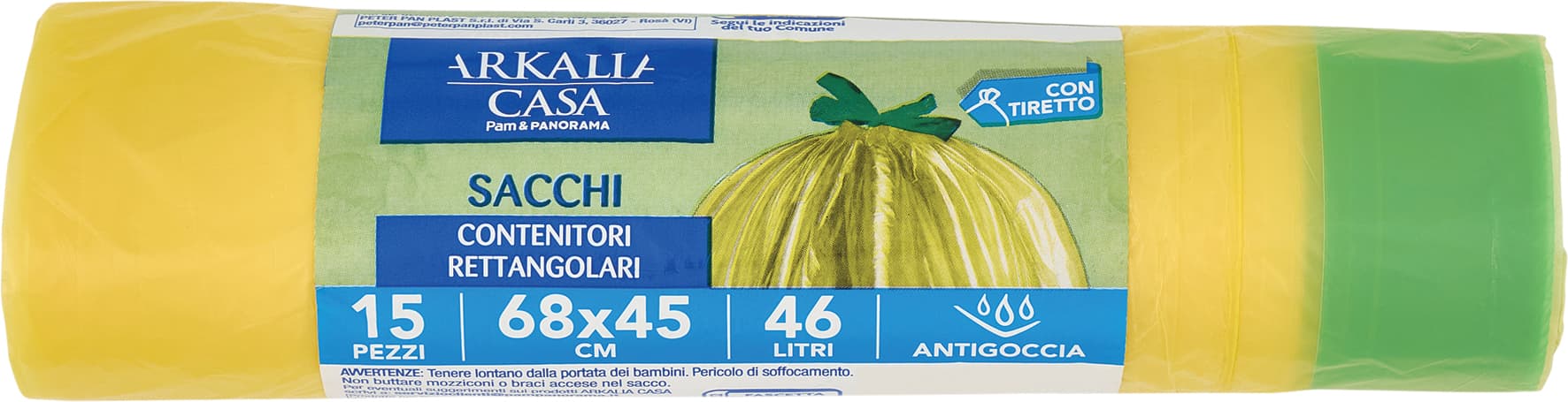 ARKALIA CASA Sacchi Contenitori Rettangolari con Tiretto 68x65 cm 46 Litri Antigoccia 15 pz – immagine 2