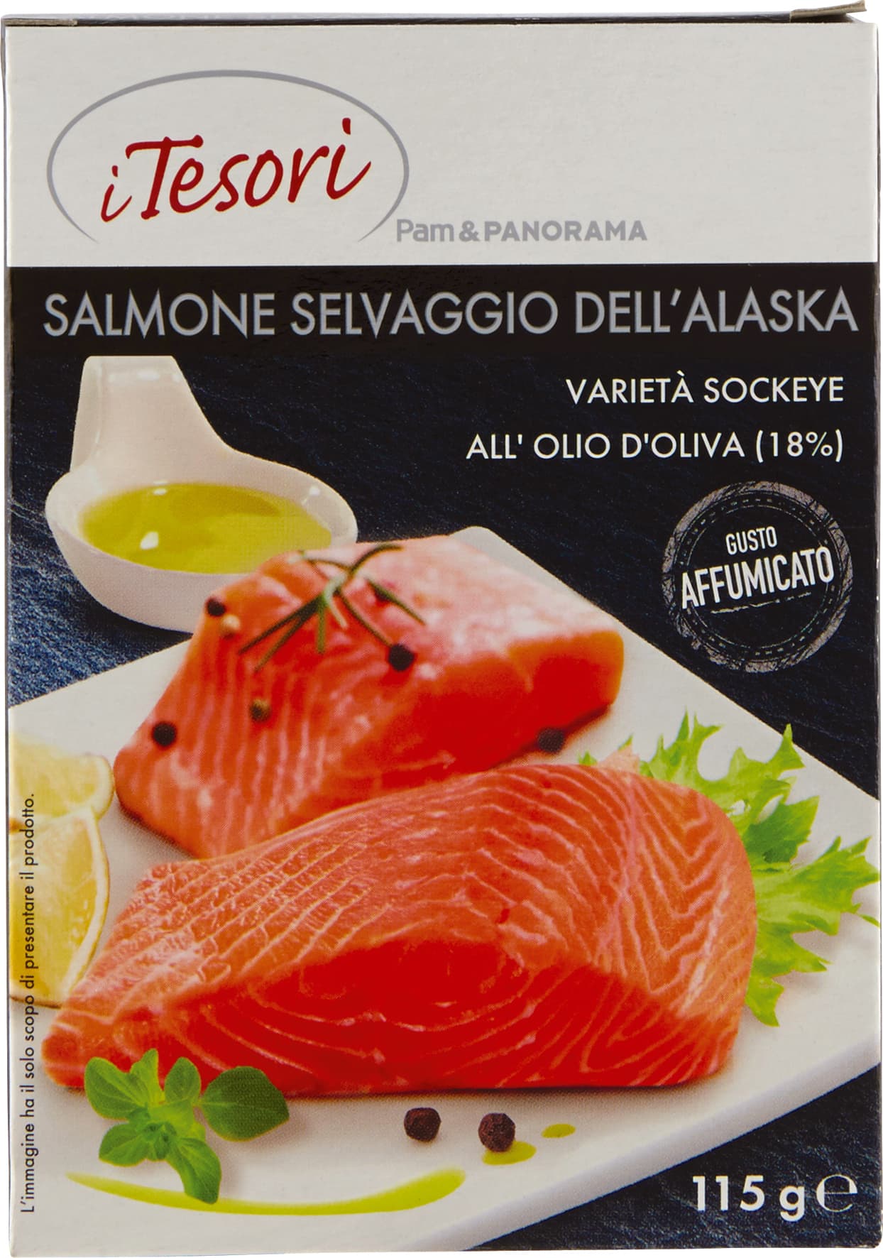 I TESORI Salmone Selvaggio dell'Alaska all'Olio d'Oliva (18%) Gusto Affumicato 115 g – immagine 2