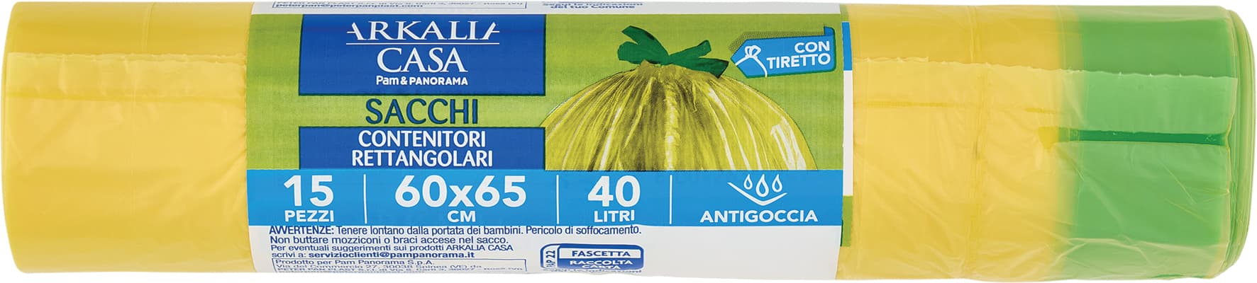 ARKALIA CASA Sacchi Contenitori Rettangolari con Tiretto 60x65 cm 40 Litri Antigoccia 15 pz – immagine 2