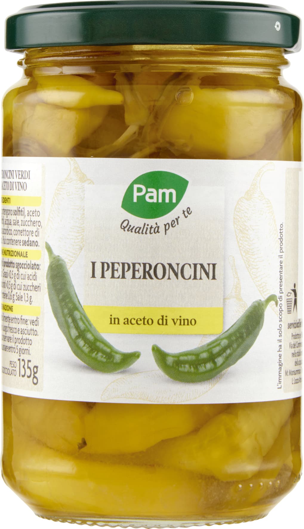 PAM Qualità per te Peperoncini verdi in aceto di vino 250 g – immagine 2