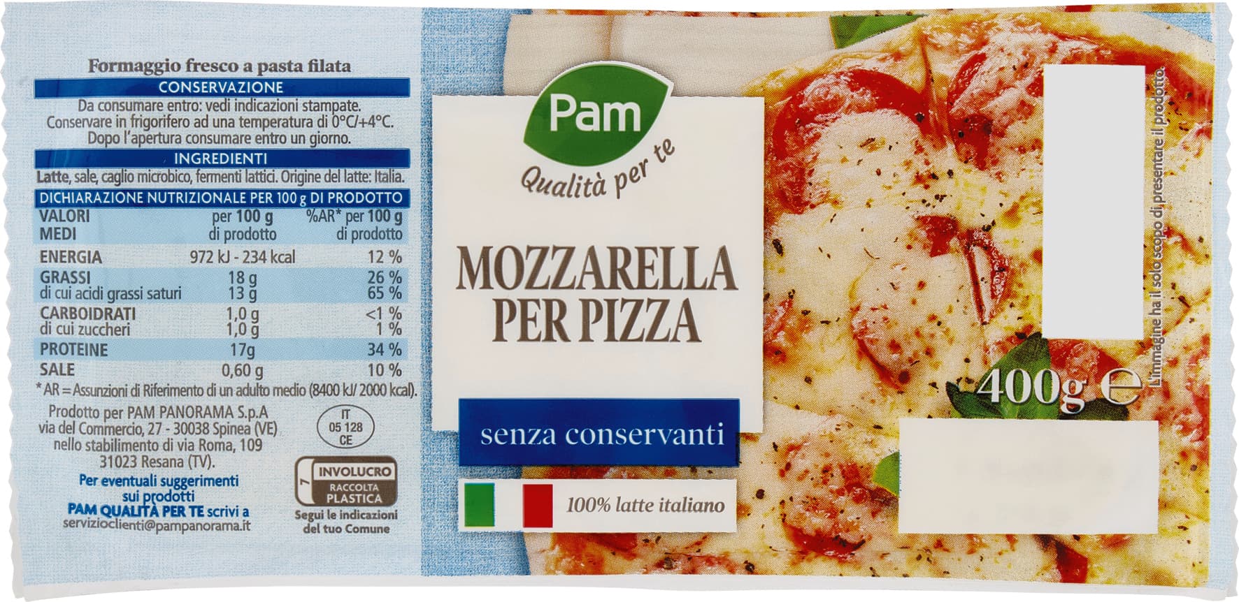 PAM Qualità per te Mozzarella per Pizza 400 g – immagine 2