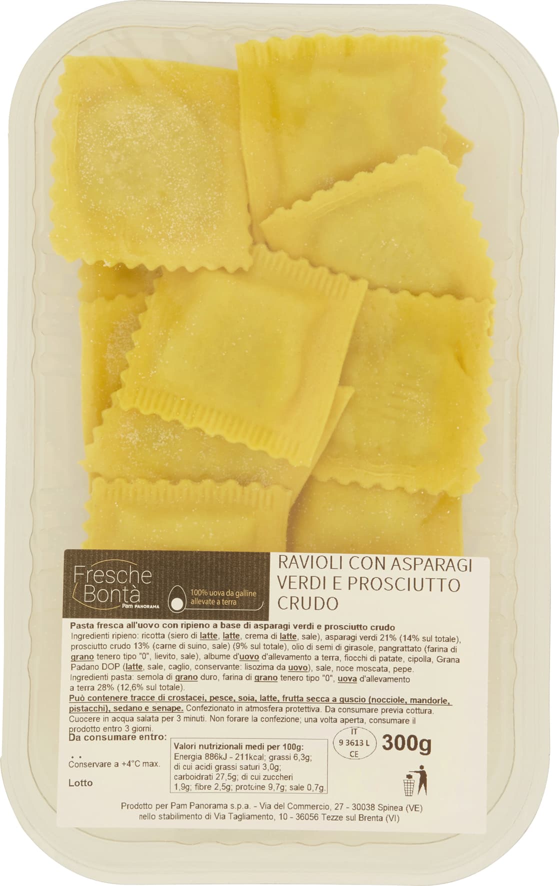 FRESCHE BONTÀ Ravioli con Asparagi Verdi e Prosciutto Crudo 300 g – immagine 2