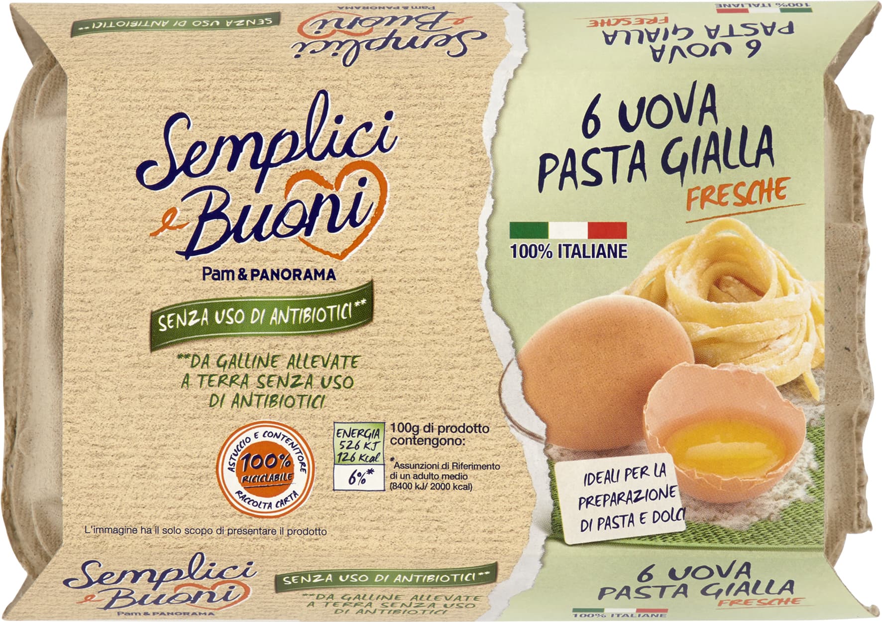 SEMPLICI E BUONI Senza Uso di Antibiotici 6 Uova Pasta Gialla Fresche – immagine 2