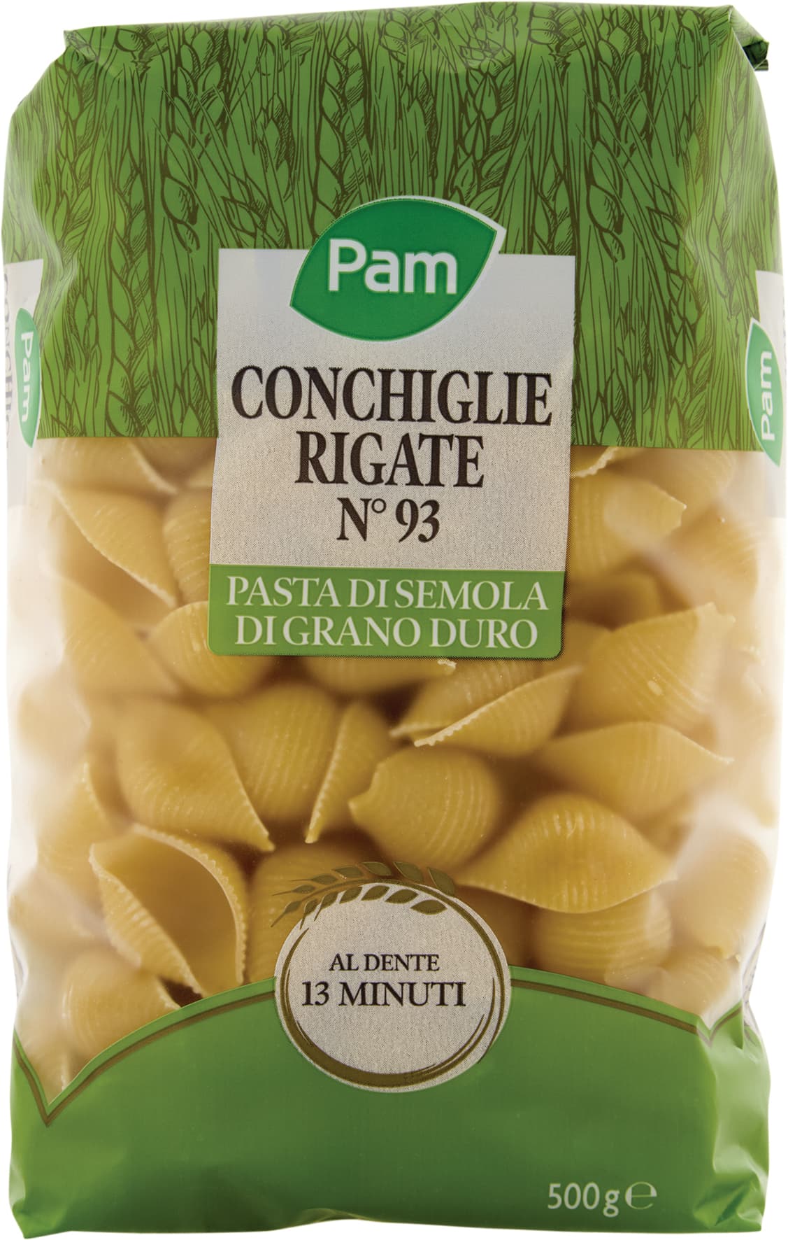 PAM Conchiglie Rigate N° 93 Pasta di Semola di Grano Duro 500 g – immagine 2