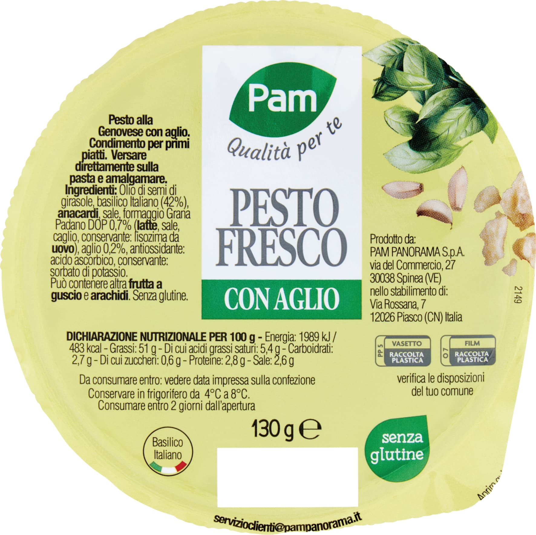 PAM Qualità per te Pesto Fresco con Aglio 130 g – immagine 2