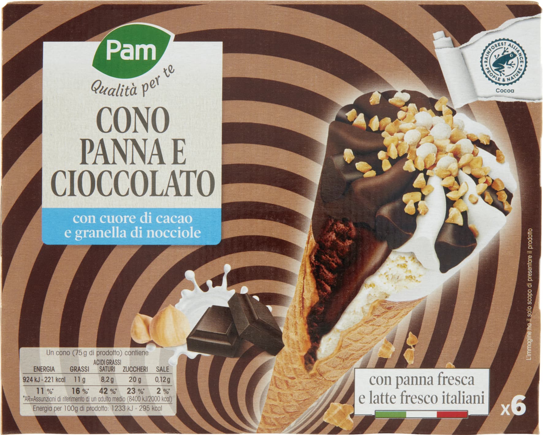 PAM PANORAMA Coni panna e cioccolato 450g (75g x 6) – immagine 2