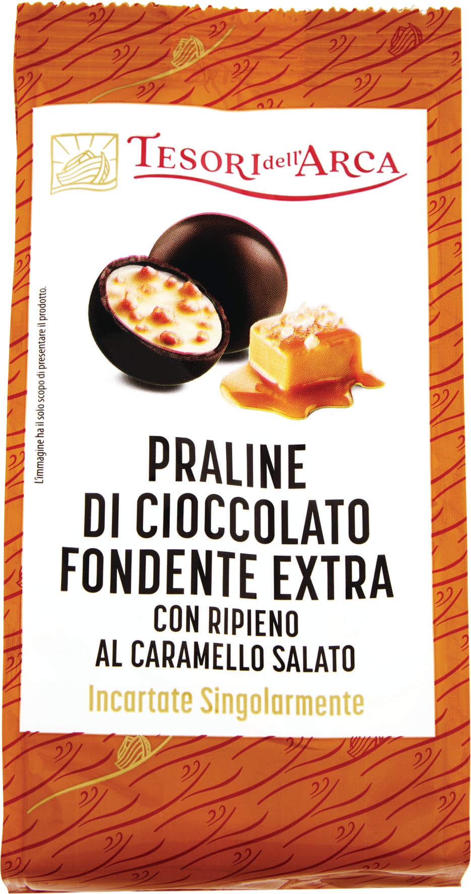 TESORI DELL'ARCA Praline di Cioccolato Fondente Extra con Ripieno al Caramello Salato 90 g – immagine 2