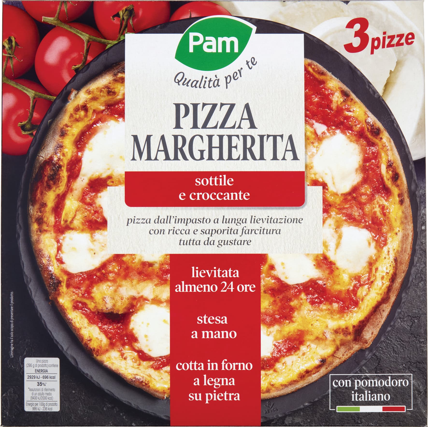 PAM PANORAMA 3 Pizze Margherita surgelate 900g (300g x 3) – immagine 2