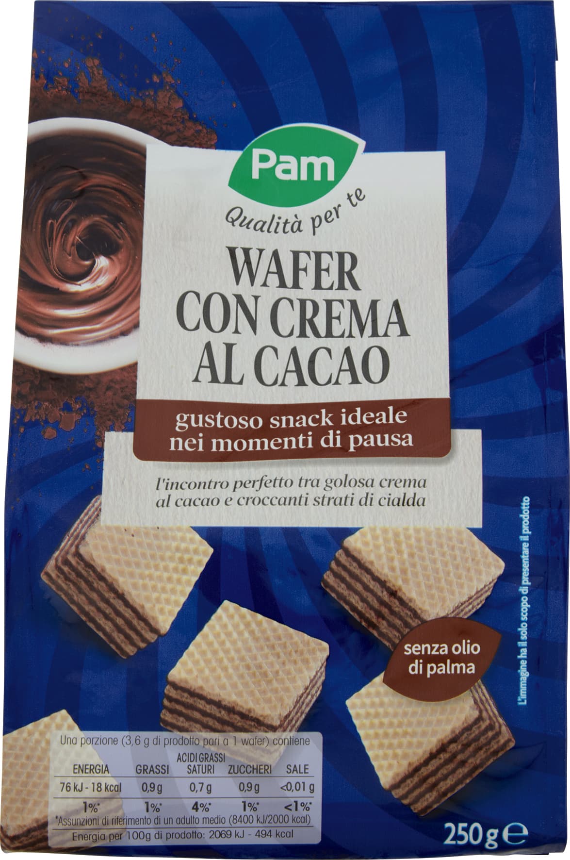 PAM PANORAMA Snack Wafer con crema al cacao 250 g – immagine 2