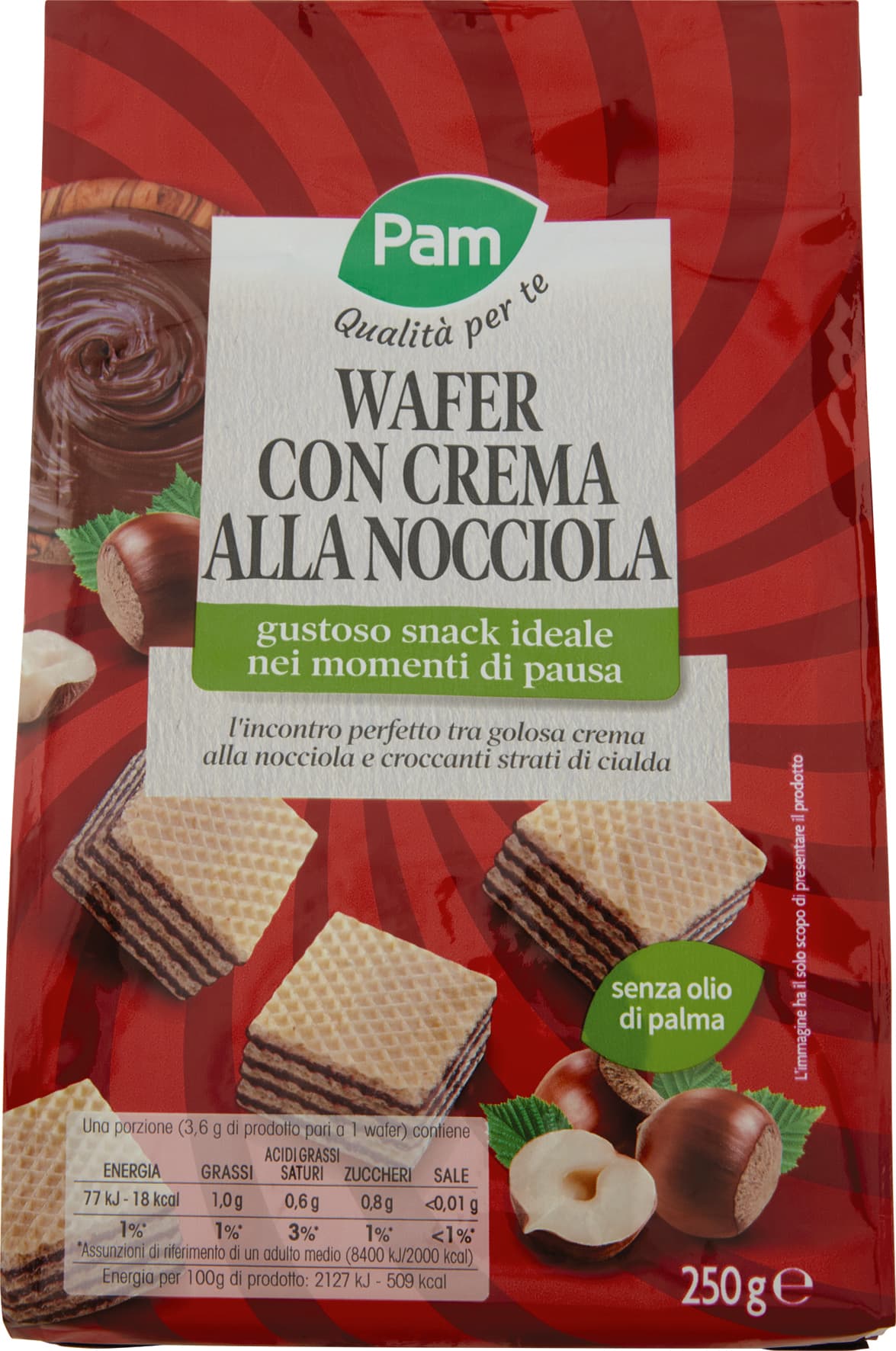 PAM PANORAMA Snack Wafer con crema alla nocciola 250 g – immagine 2