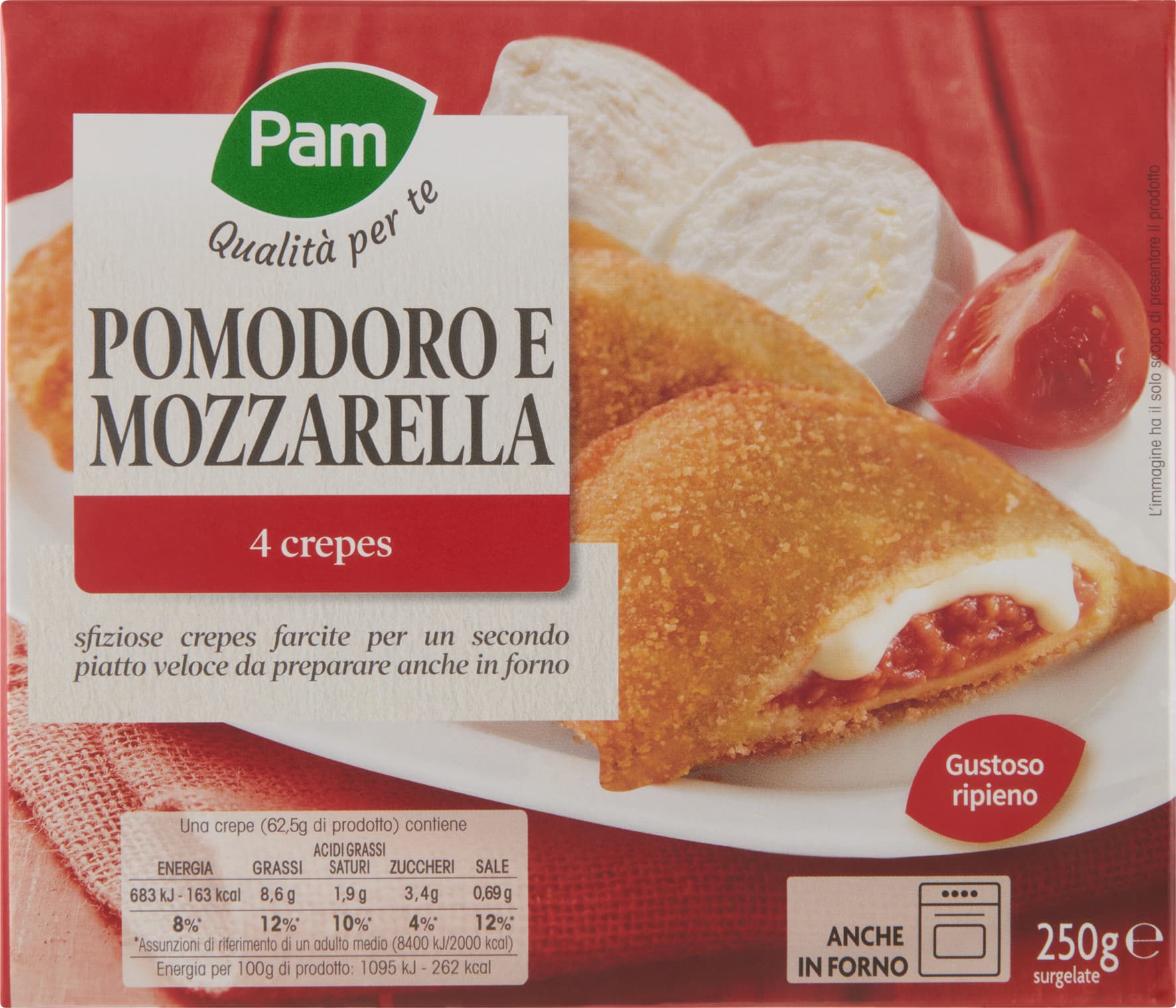 PAM Qualità per te Pomodoro e Mozzarella 4 crepes surgelate 4 x 62,5 g – immagine 2
