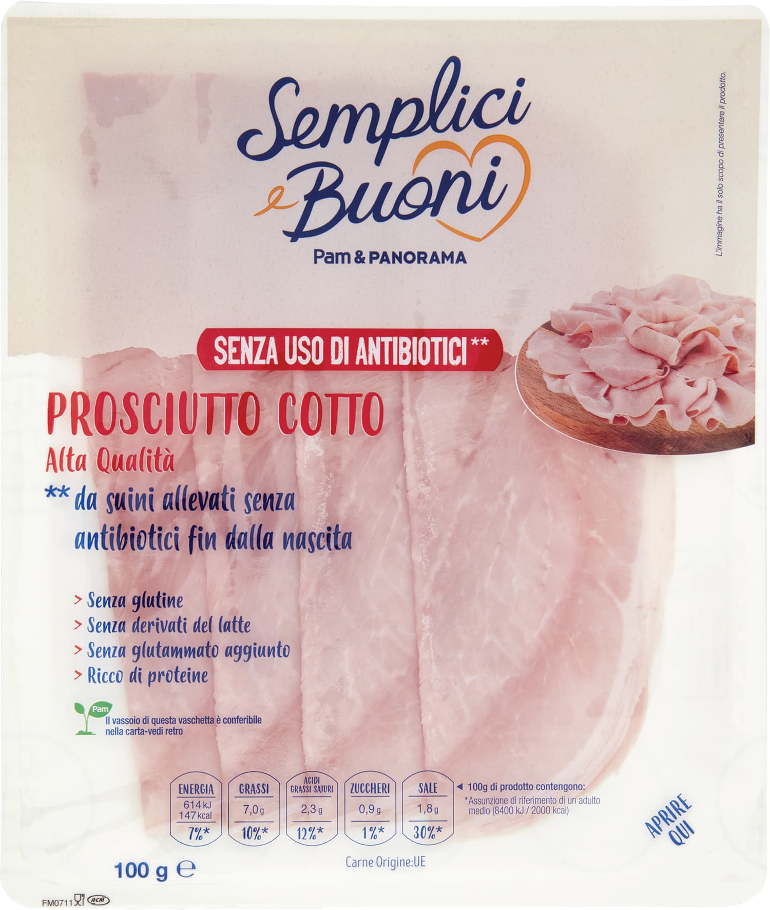 SEMPLICI E BUONI Prosciutto Cotto Alta Qualità 100 g – immagine 2