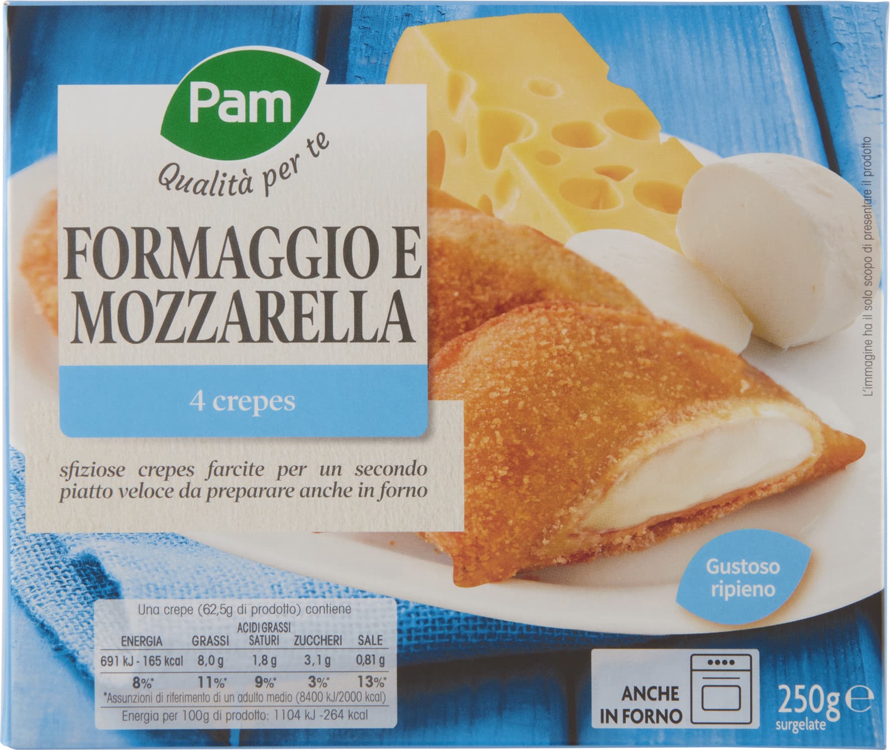 PAM Qualità per te Formaggio e Mozzarella 4 crepes surgelate 4 x 62,5 g – immagine 2