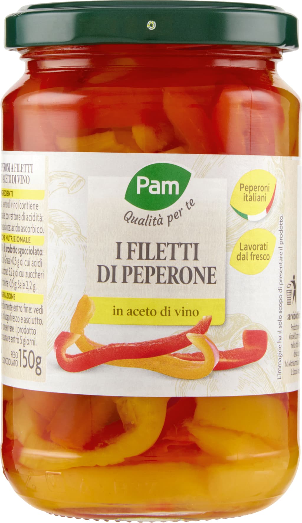 PAM PANORAMA Peperoni a Filetti in Aceto di Vino 300 g – immagine 2