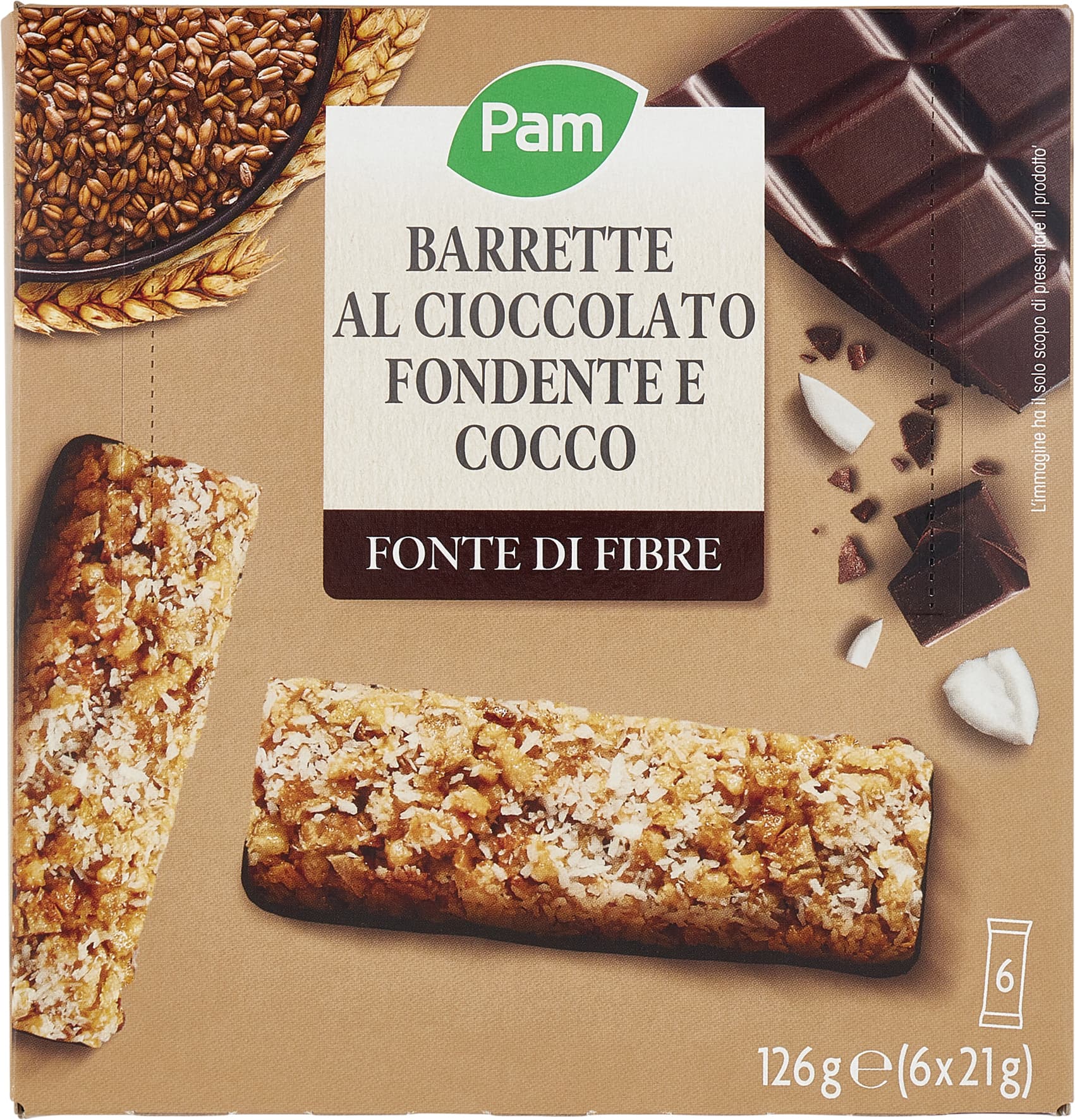 PAM Barrette al Cioccolato Fondente e Cocco 6 x 21 g – immagine 2