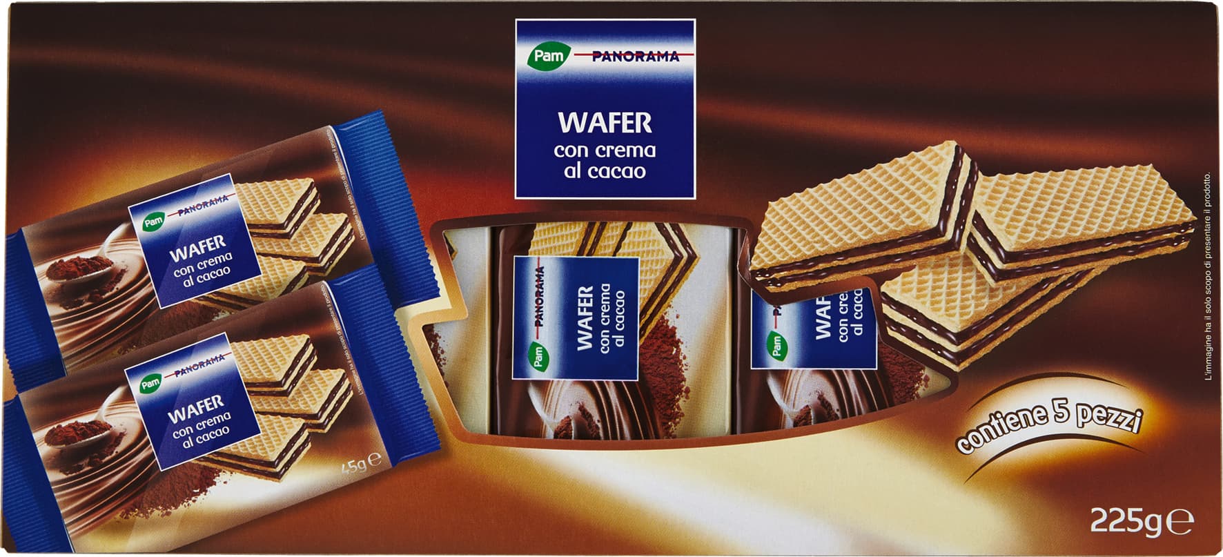 PAM PANORAMA Wafer con crema al cacao 225g (45g x 5) – immagine 2