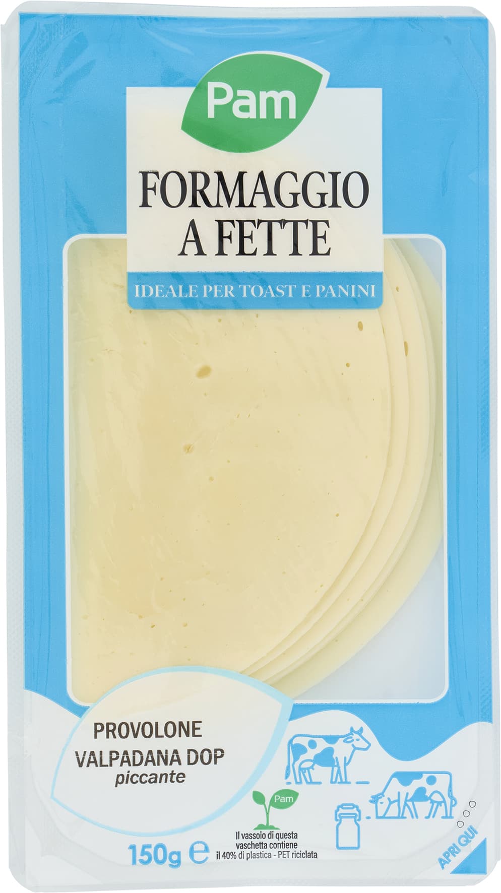 PAM Qualità per te Formaggio a Fette Provolone Valpadana DOP piccante 150 g – immagine 2