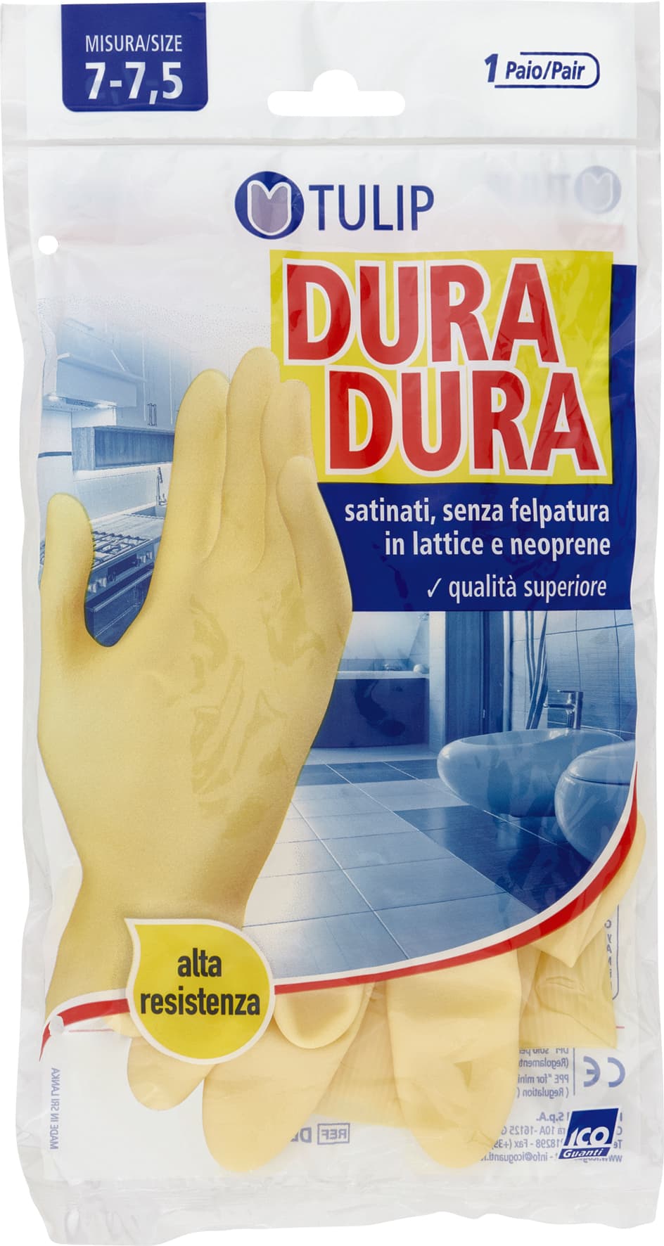 Guanti satinati, senza felpatura in lattice e neoprene Misura 7-7,5 1 Paio Tulip Dura Dura – immagine 2