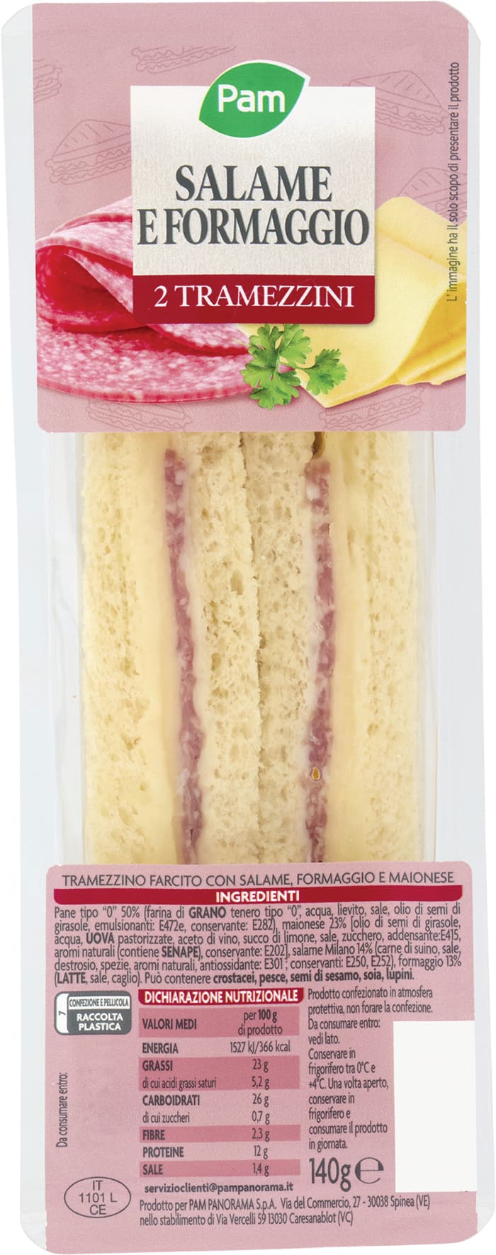 PAM Salame e Formaggio 2 Tramezzini 140 g – immagine 2