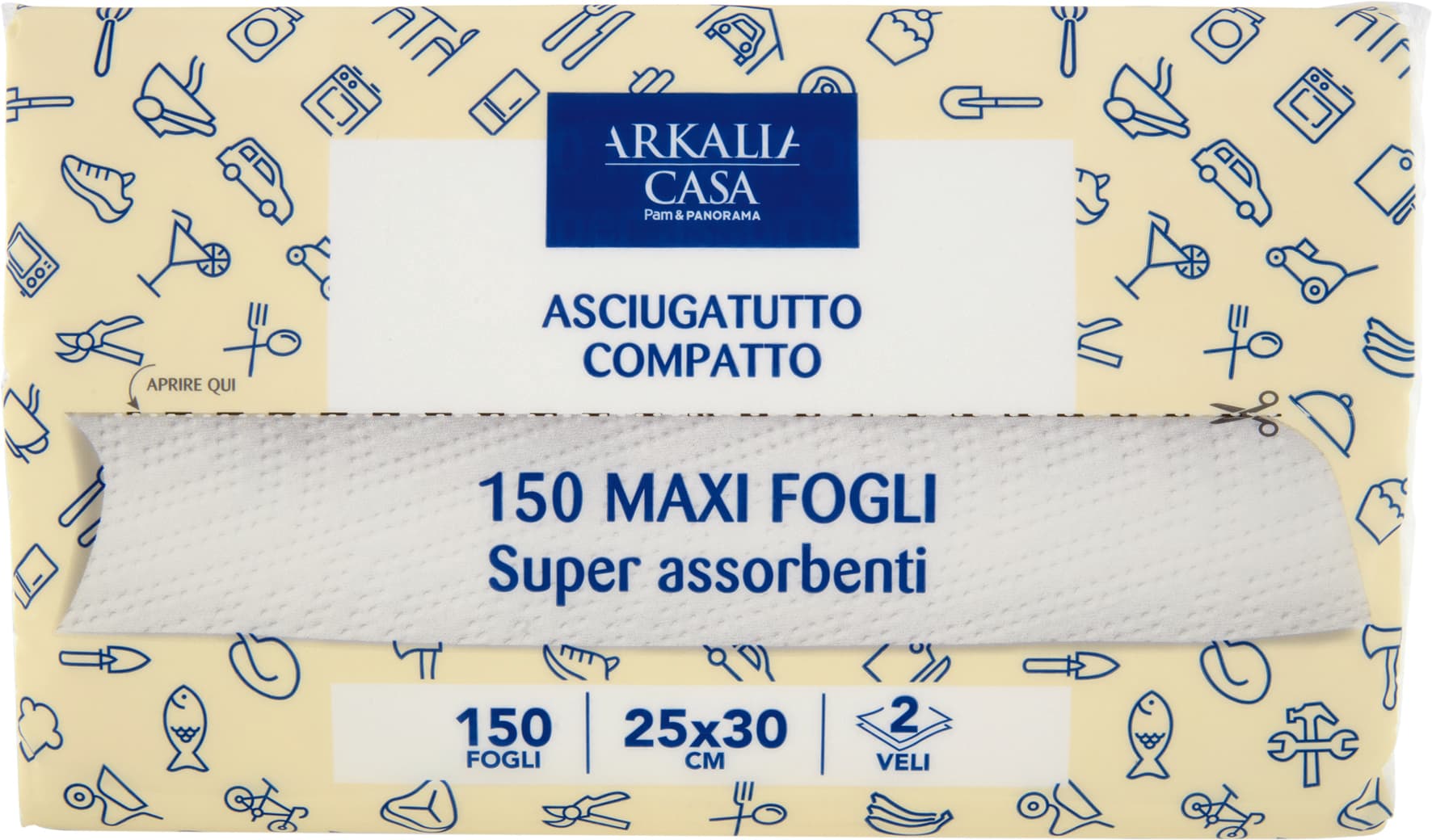 ARKALIA CASA Asciugatutto Compatto 2 Veli Maxi Fogli 150 pz – immagine 2
