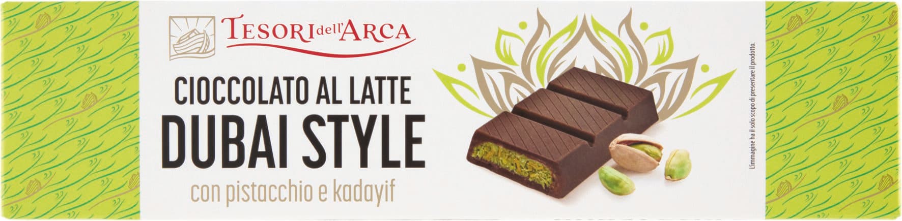 TESORI DELL'ARCA Cioccolato al Latte Dubai Style con pistacchio e kadayif 145 g – immagine 2