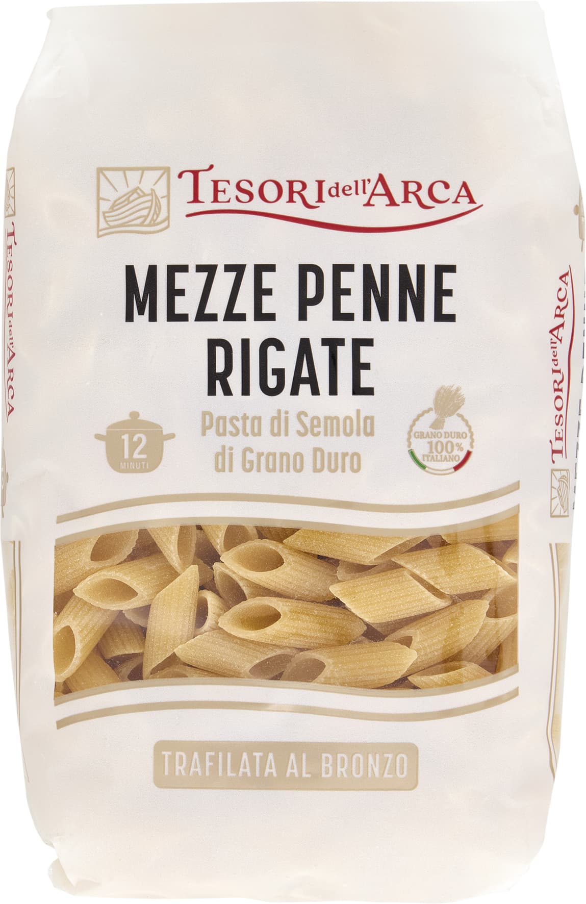 TESORI DELL'ARCA Pasta di Semola di Grano Duro Mezze Penne Rigate 500 g – immagine 2