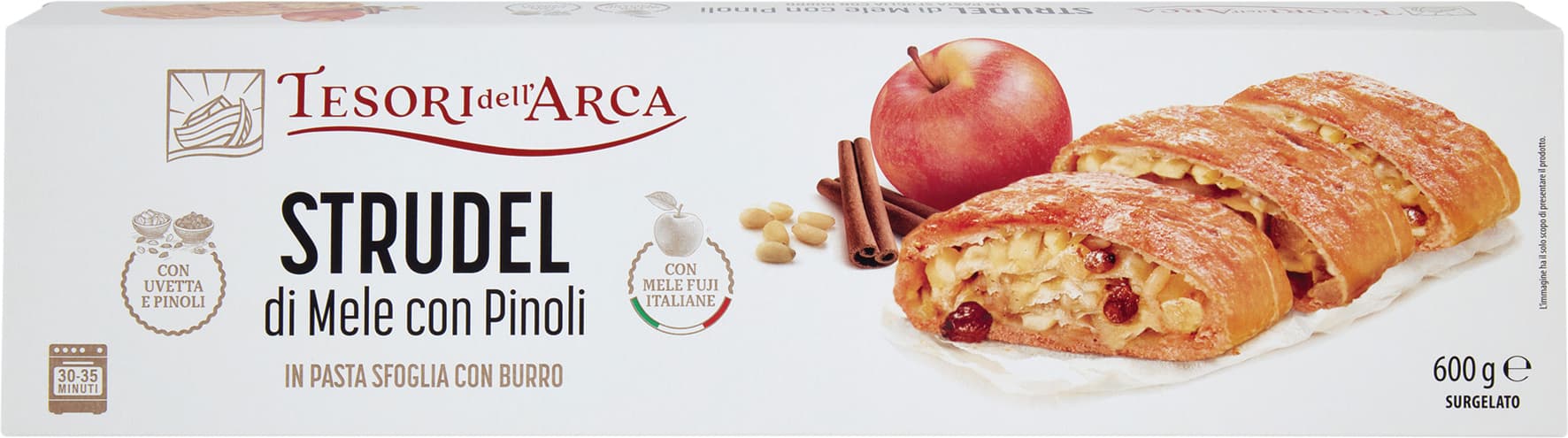 TESORI DELL'ARCA Strudel di Mele con Pinoli in Pasta Sfoglia con Burro Surgelato 600 g – immagine 2
