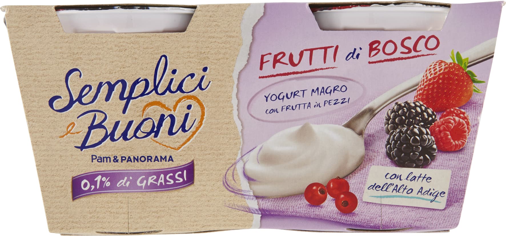 SEMPLICI E BUONI 0,1% di Grassi Frutti di Bosco Yogurt Magro con Frutta in Pezzi 250g (2x125g) – immagine 2