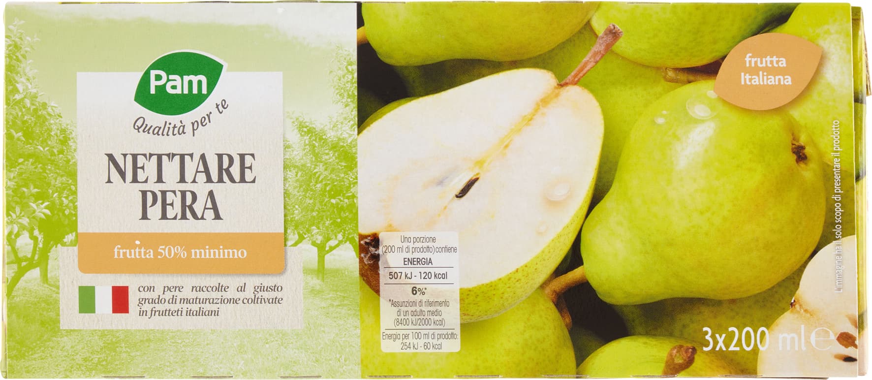 PAM PANORAMA Succo e Polpa di Pera 600 ml (200ml x 3) – immagine 2