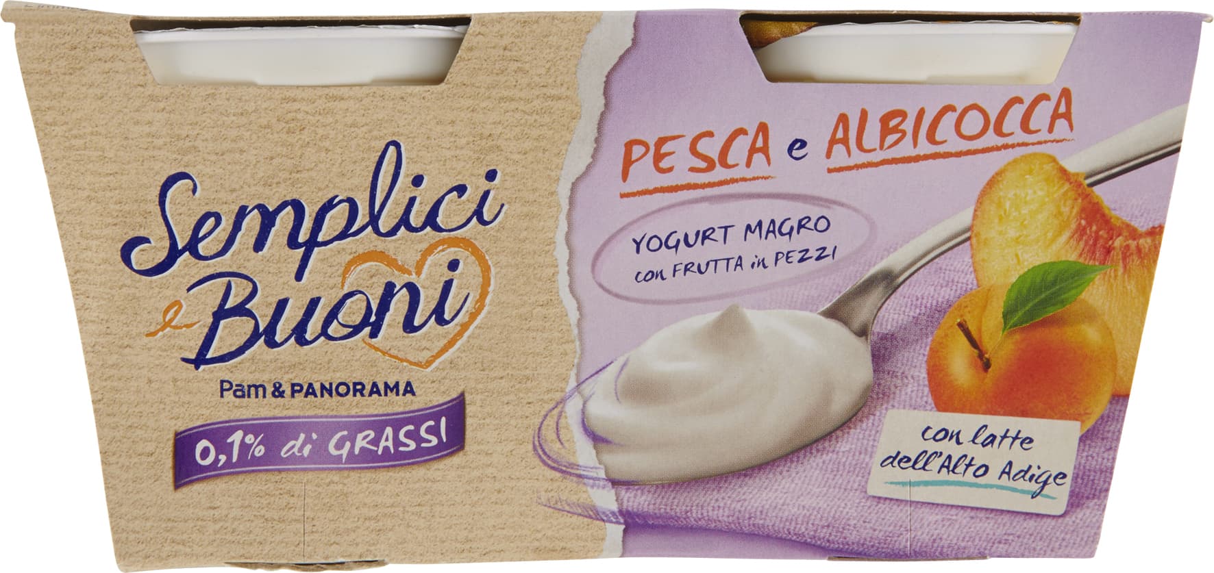 SEMPLICI E BUONI 0,1% di Grassi Pesca e Albicocca Yogurt Magro con Frutta in Pezzi 250g (2x125g) – immagine 2