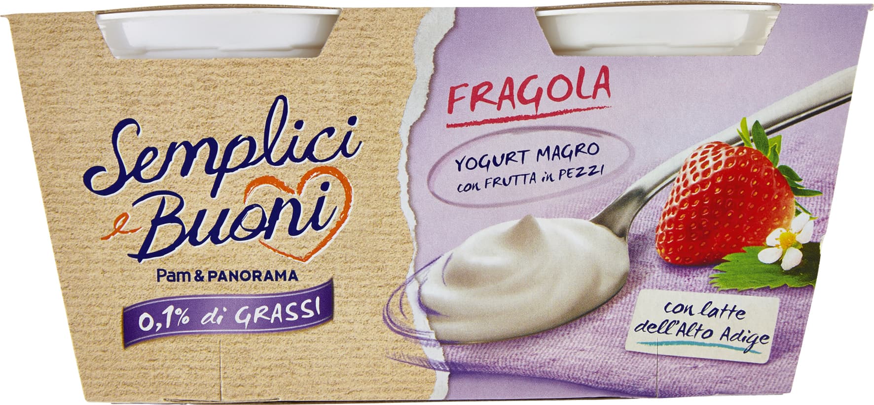 SEMPLICI E BUONI 0,1% di Grassi Fragola Yogurt Magro con Frutta in Pezzi 250g (2x125g) – immagine 2
