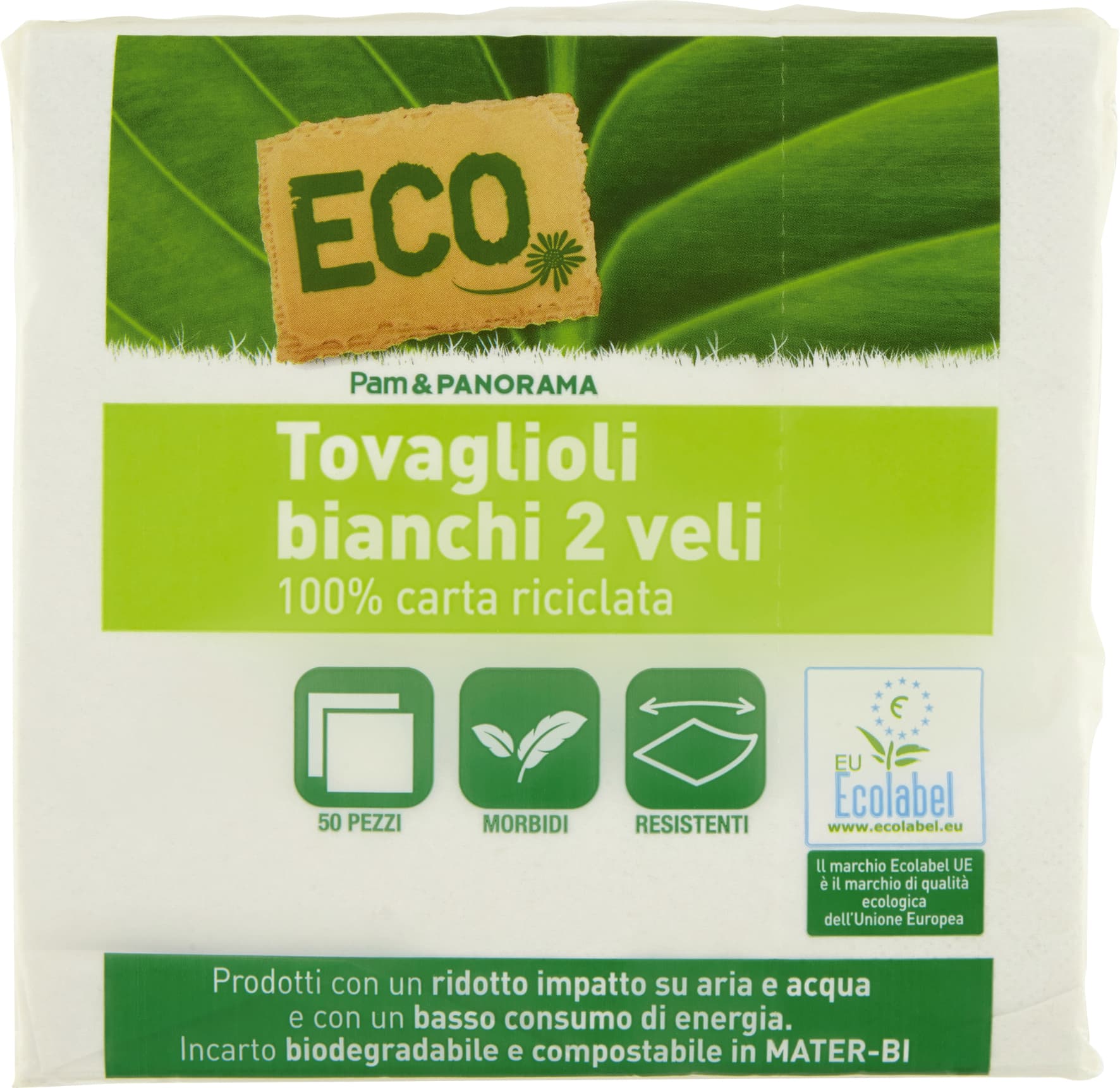 ECO Tovaglioli bianchi 2 veli 50 pz – immagine 2