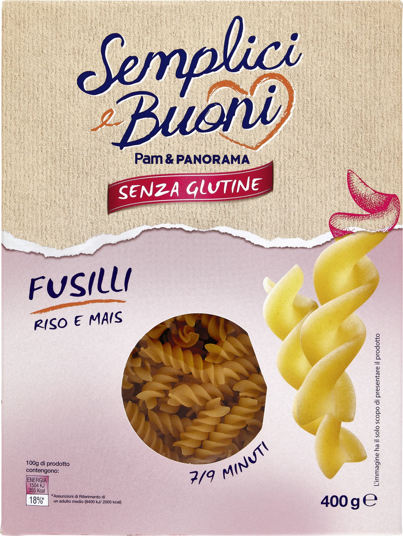 SEMPLICI E BUONI Senza Glutine Fusilli Riso e Mais 400 g – immagine 2