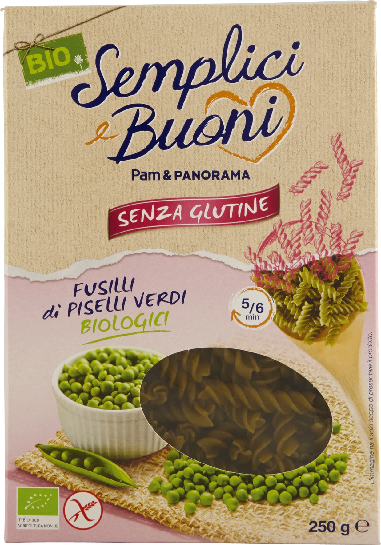 SEMPLICI E BUONI Senza Glutine Fusilli di Piselli Verdi Biologici 250 g – immagine 2
