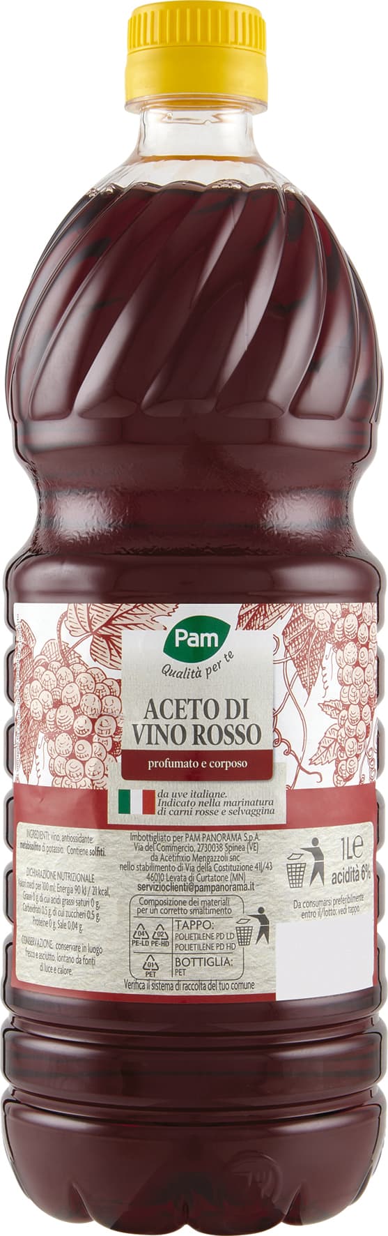 PAM PANORAMA Aceto di Vino rosso 1 litro – immagine 2