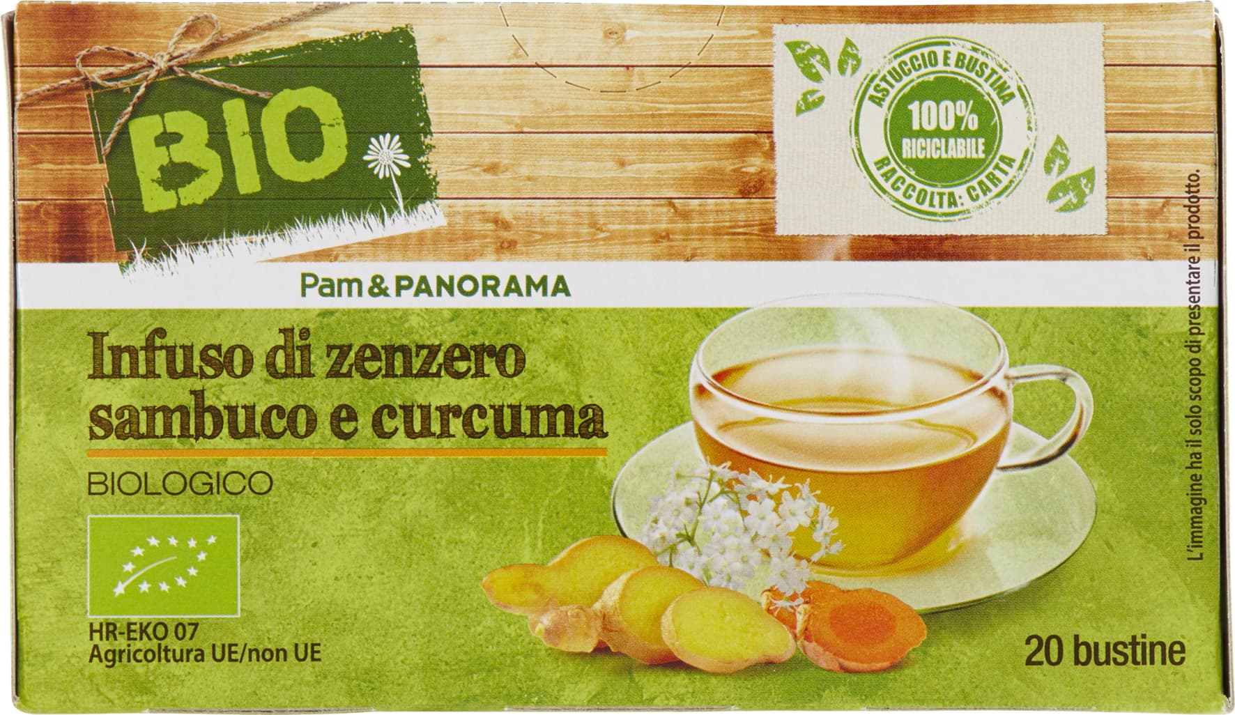 BIO Infuso di zenzero sambuco e curcuma 20 x 1,85 g – immagine 2