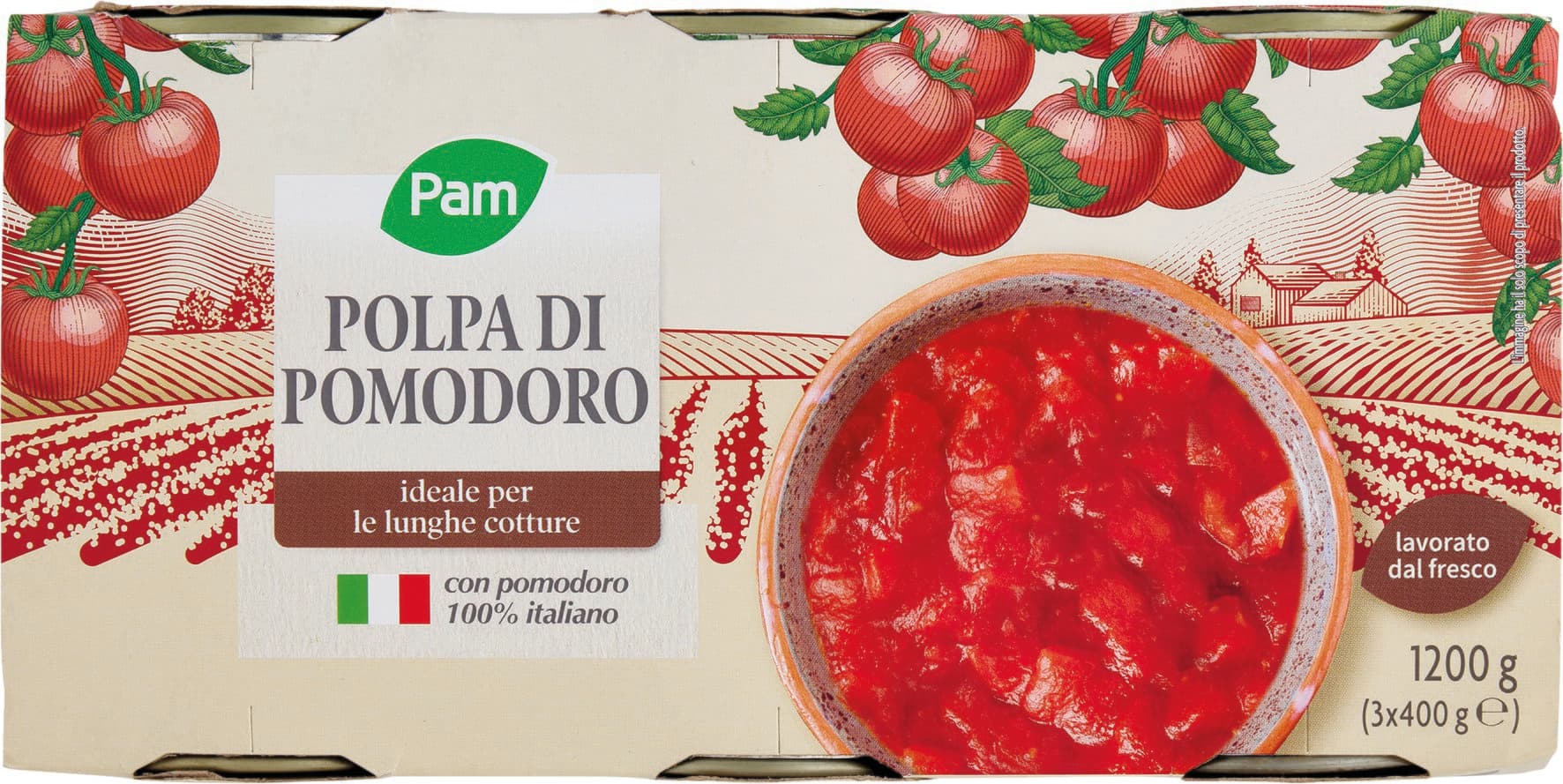 PAM PANORAMA Polpa di Pomodoro 1200g (400g x 3) – immagine 2
