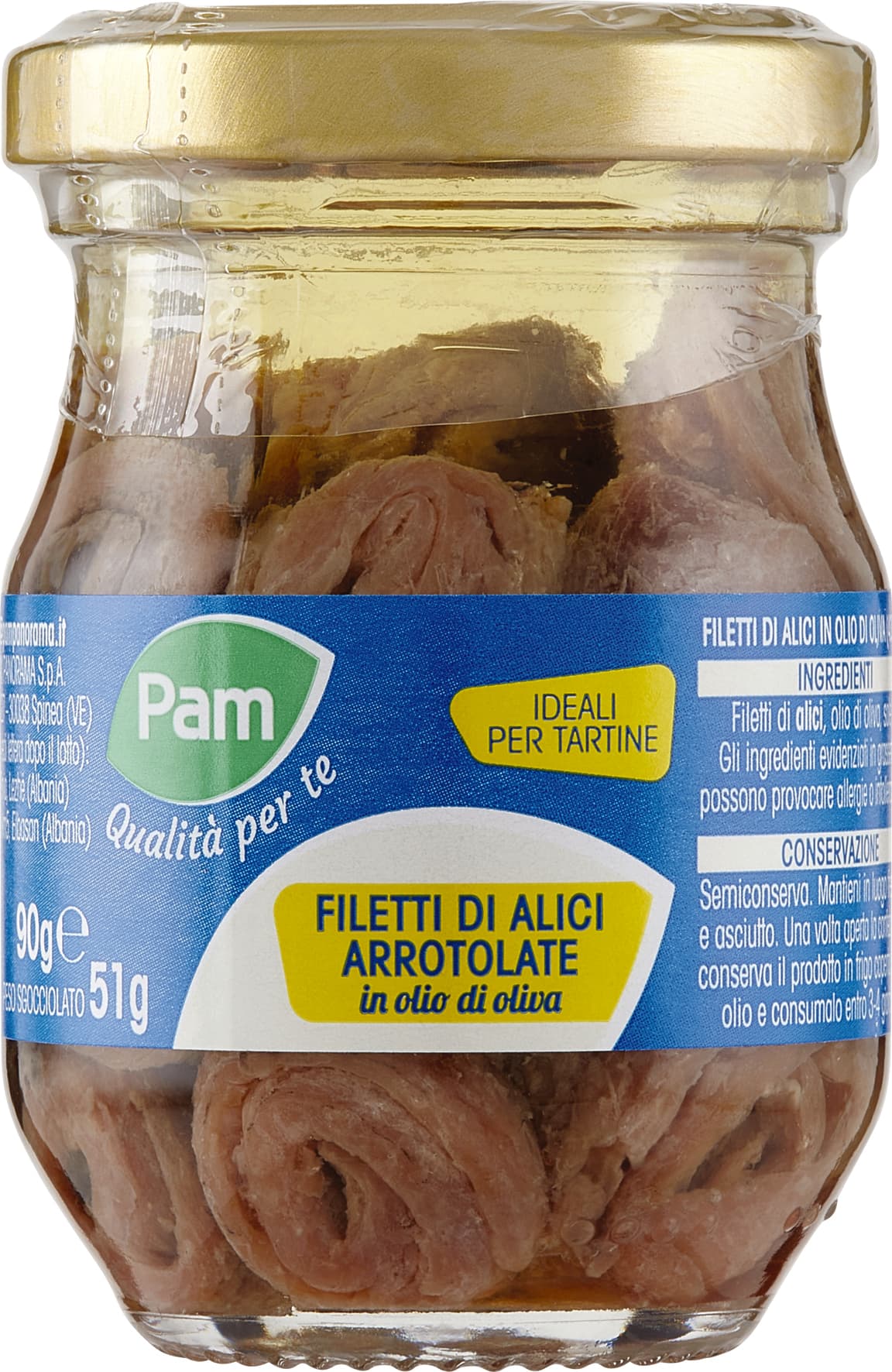 PAM PANORAMA Filetti di Alici Arrotolate in olio d'oliva 90 g – immagine 2