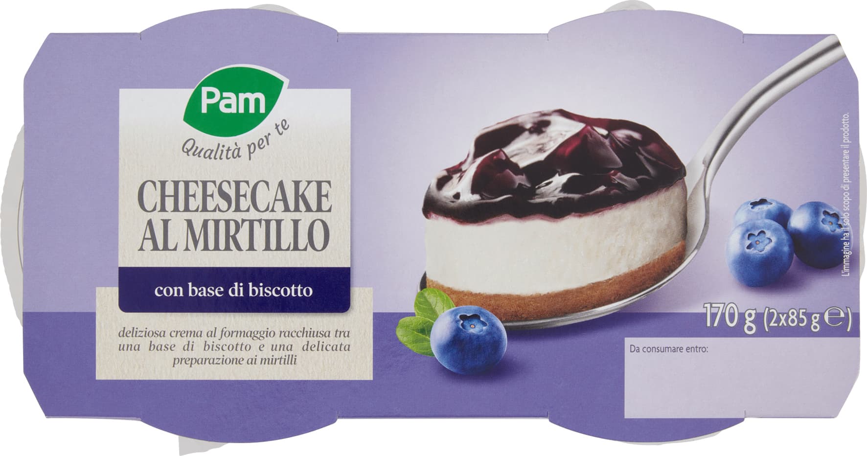 PAM Qualità per te Cheesecake al Mirtillo 2 x 85 g – immagine 2