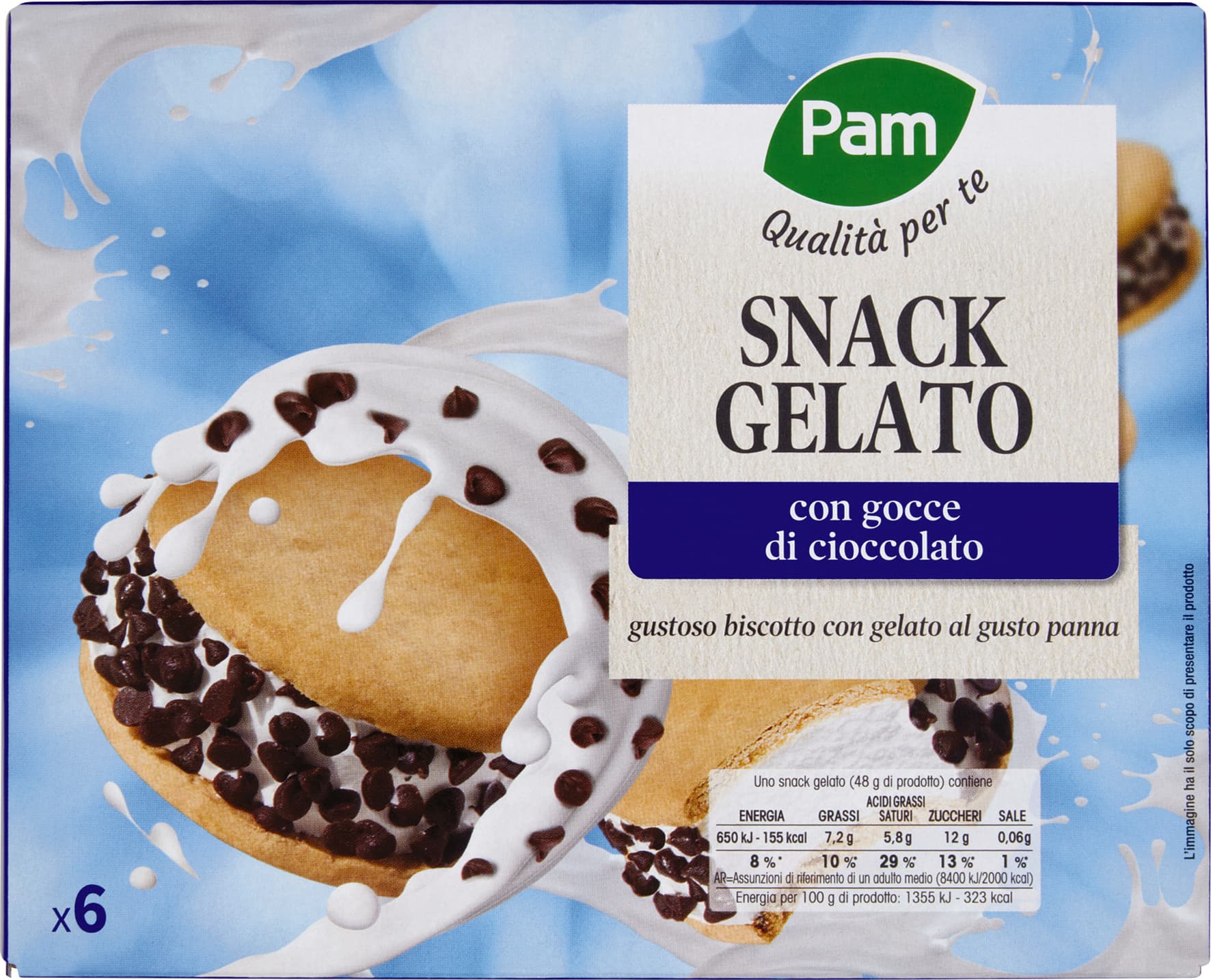 PAM PANORAMA Snack Gelato con gocce di cioccolato 6 x 48 g – immagine 2