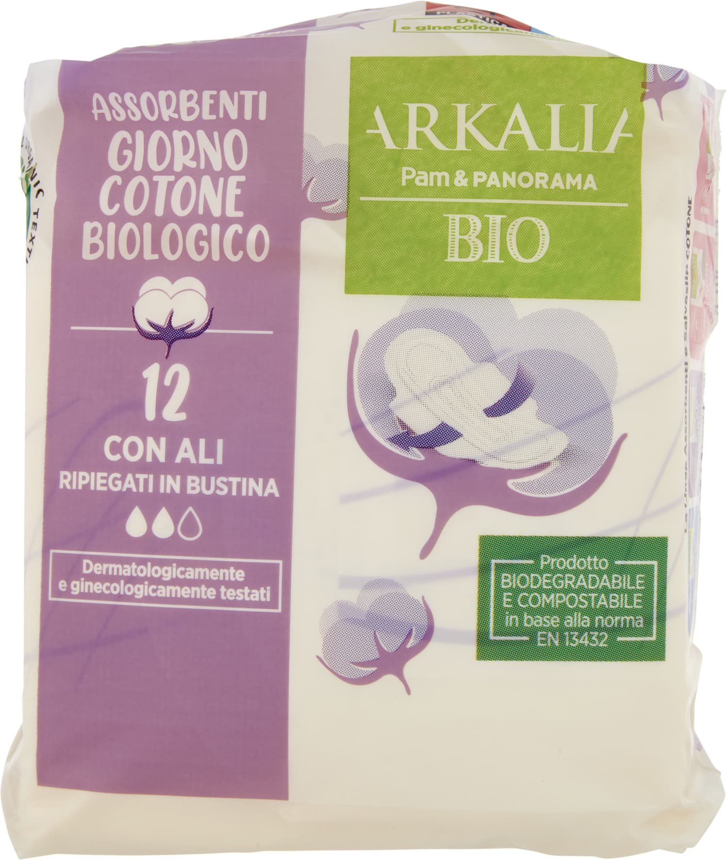 ARKALIA BIO Assorbenti Giorno Cotone Biologico con Ali Ripiegati in Bustina 12 pz – immagine 2