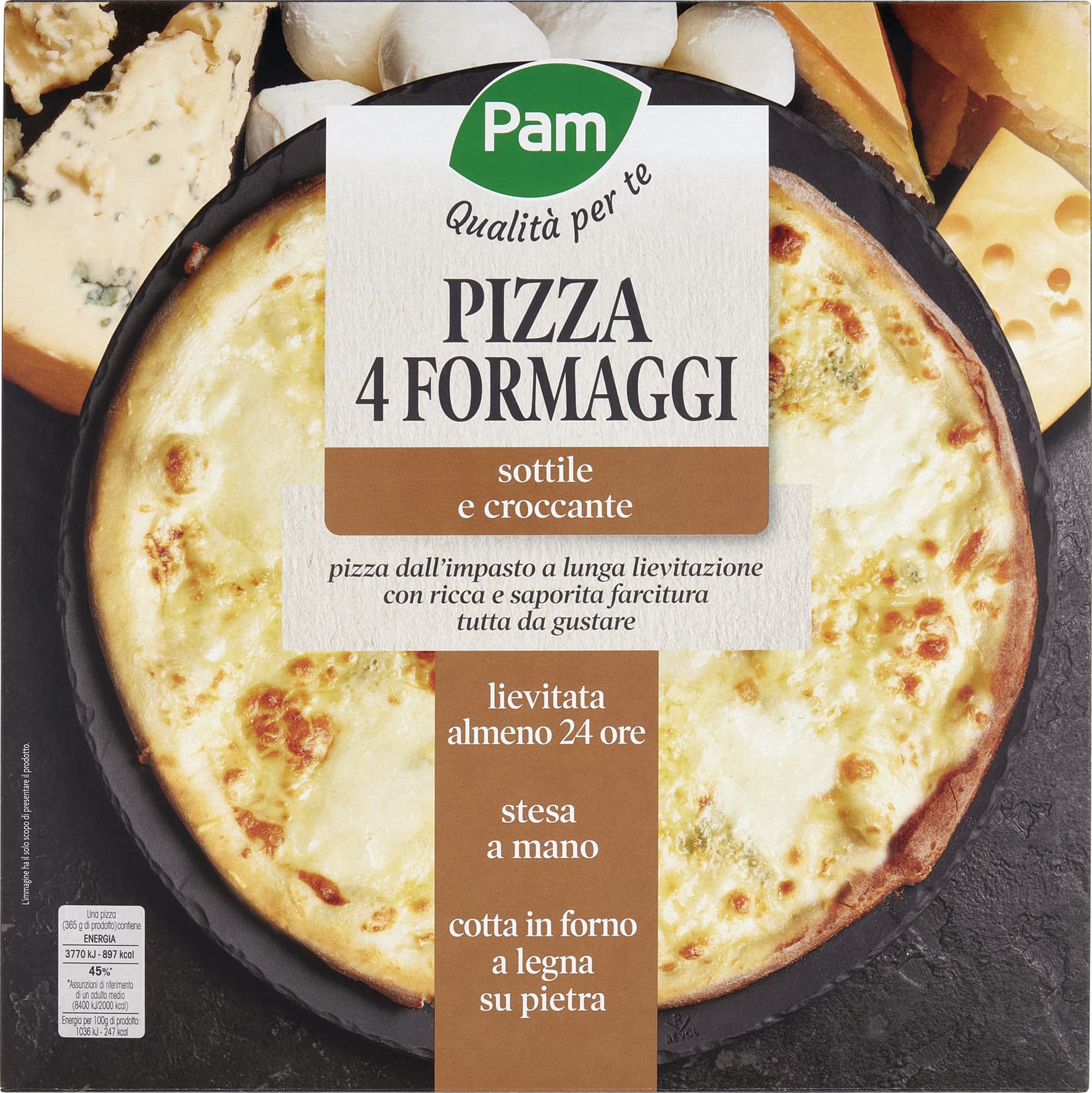 PAM Qualità per te Pizza 4 Formaggi Surgelata 365 g – immagine 2