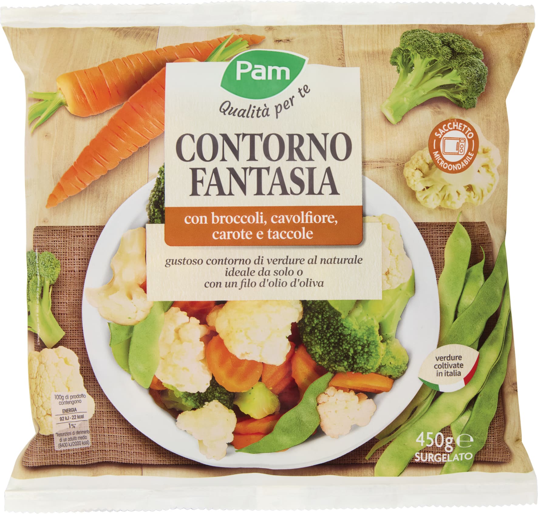 PAM Qualità per te Contorno Fantasia con broccoli, cavolfiore, carote e taccole Surgelato 450 g – immagine 2