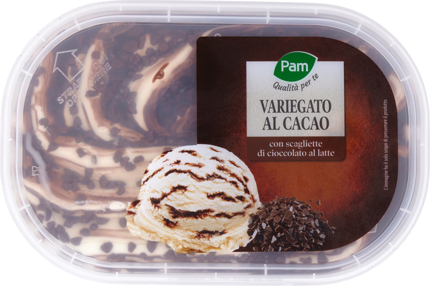 PAM Qualità per te Variegato al Cacao con scagliette di cioccolato al latte 500 g – immagine 2