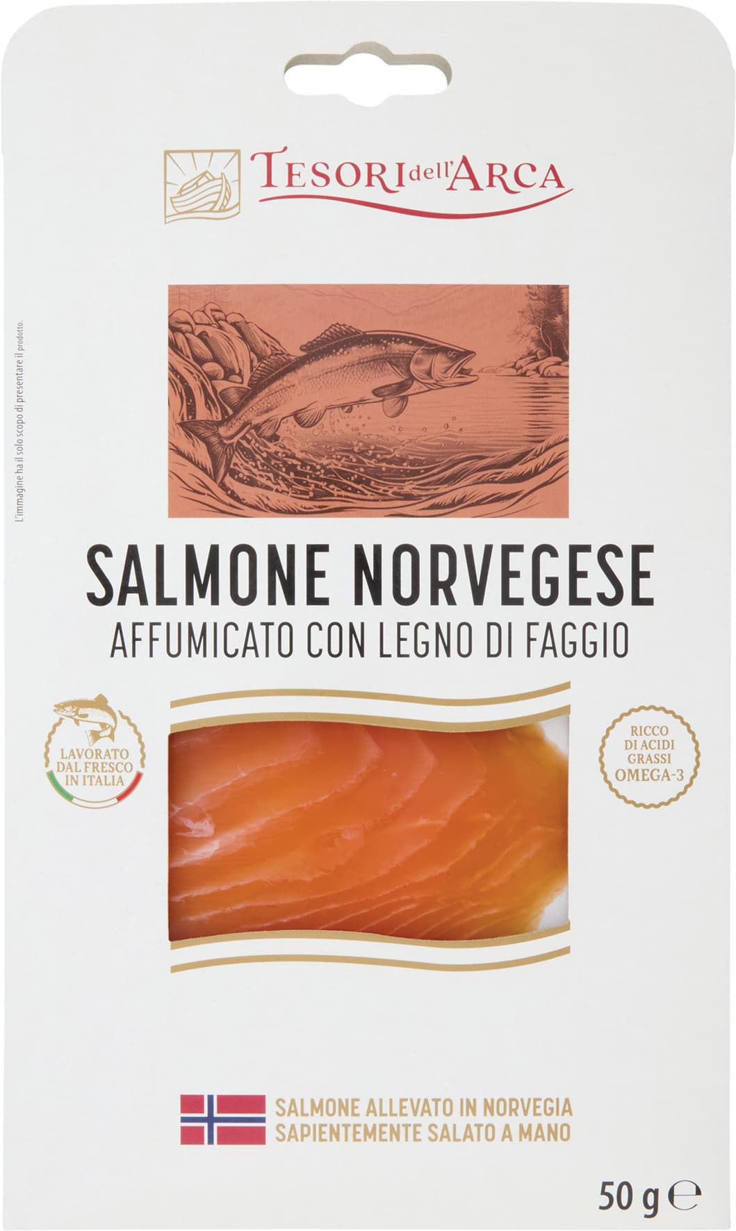 TESORI DELL'ARCA Salmone Norvegese Affumicato con Legno di Faggio 50 g – immagine 2