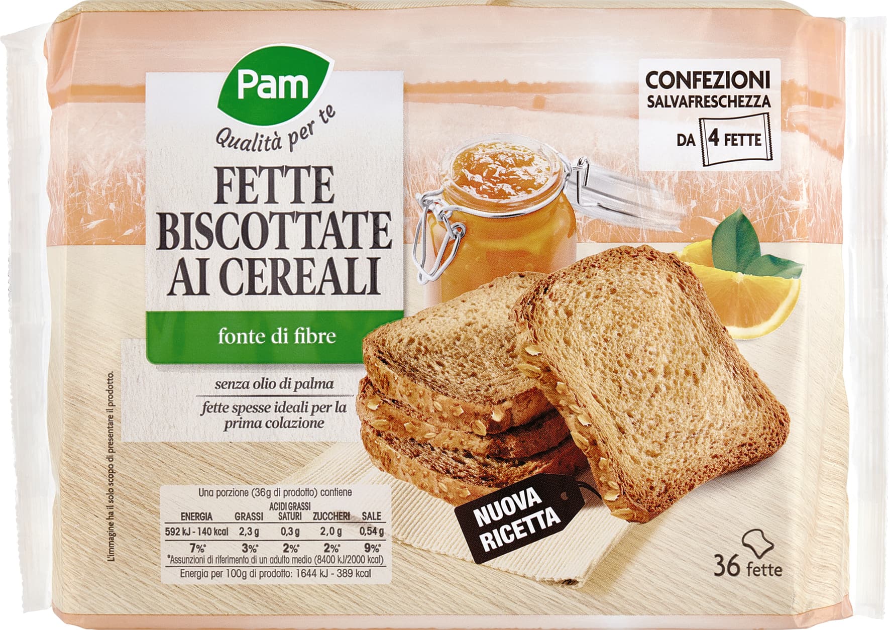 PAM Qualità per te Fette Biscottate ai Cereali 9 x 36 g – immagine 2