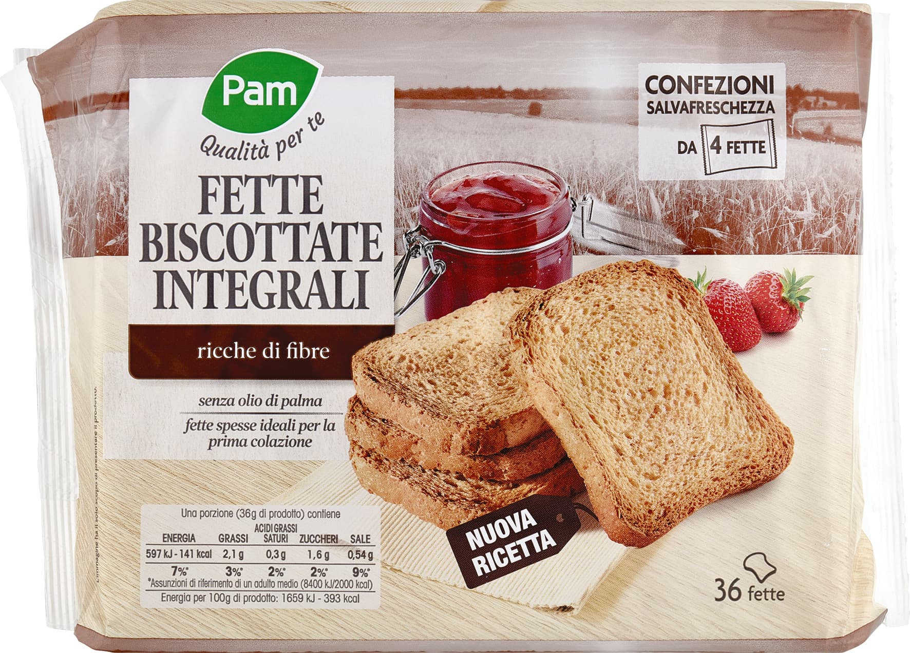 PAM Qualità per te Fette Biscottate Integrali 9 x 36 g – immagine 2
