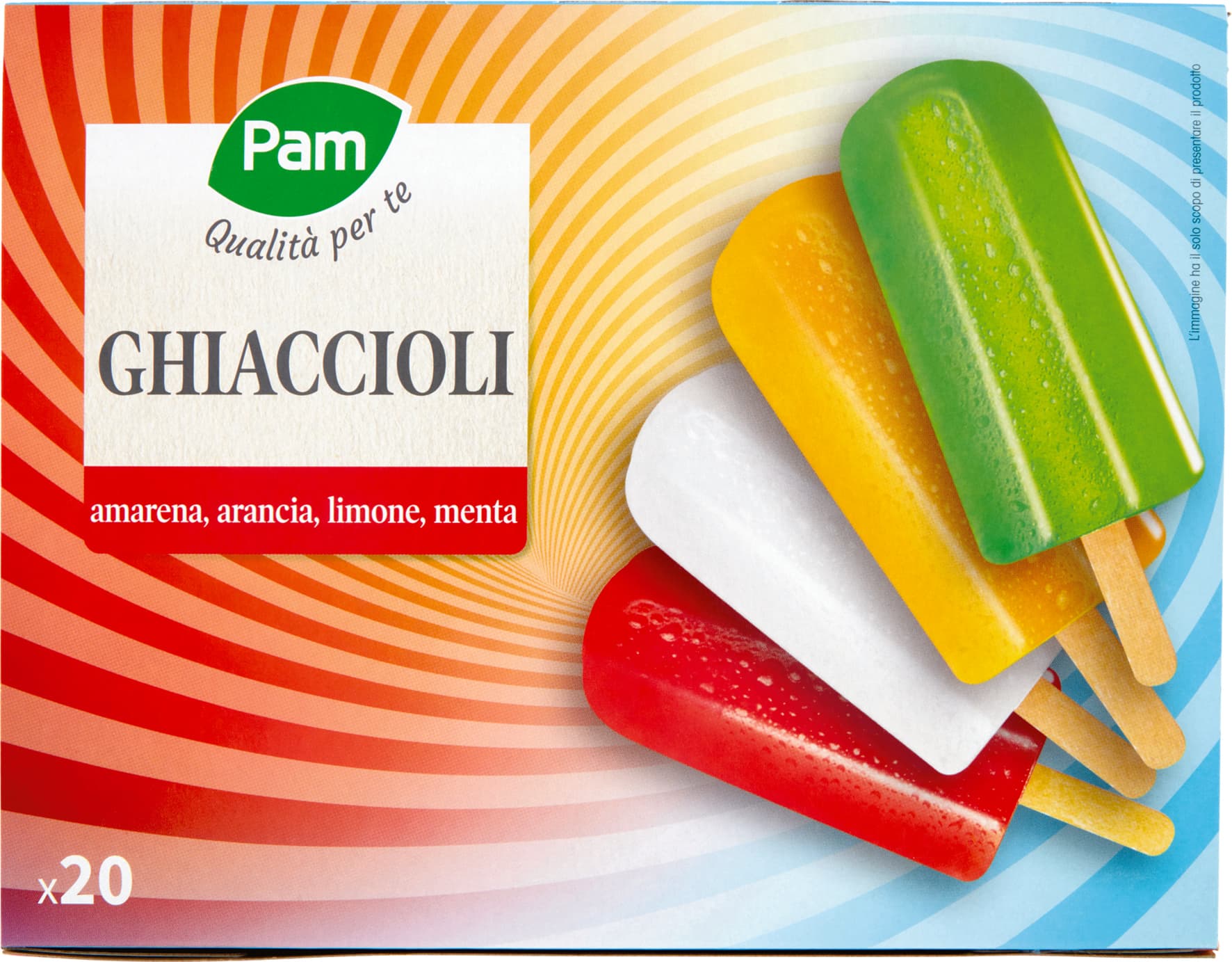 PAM Qualità per te Ghiaccioli amarena, arancia, limone, menta 20 x 70 g – immagine 2