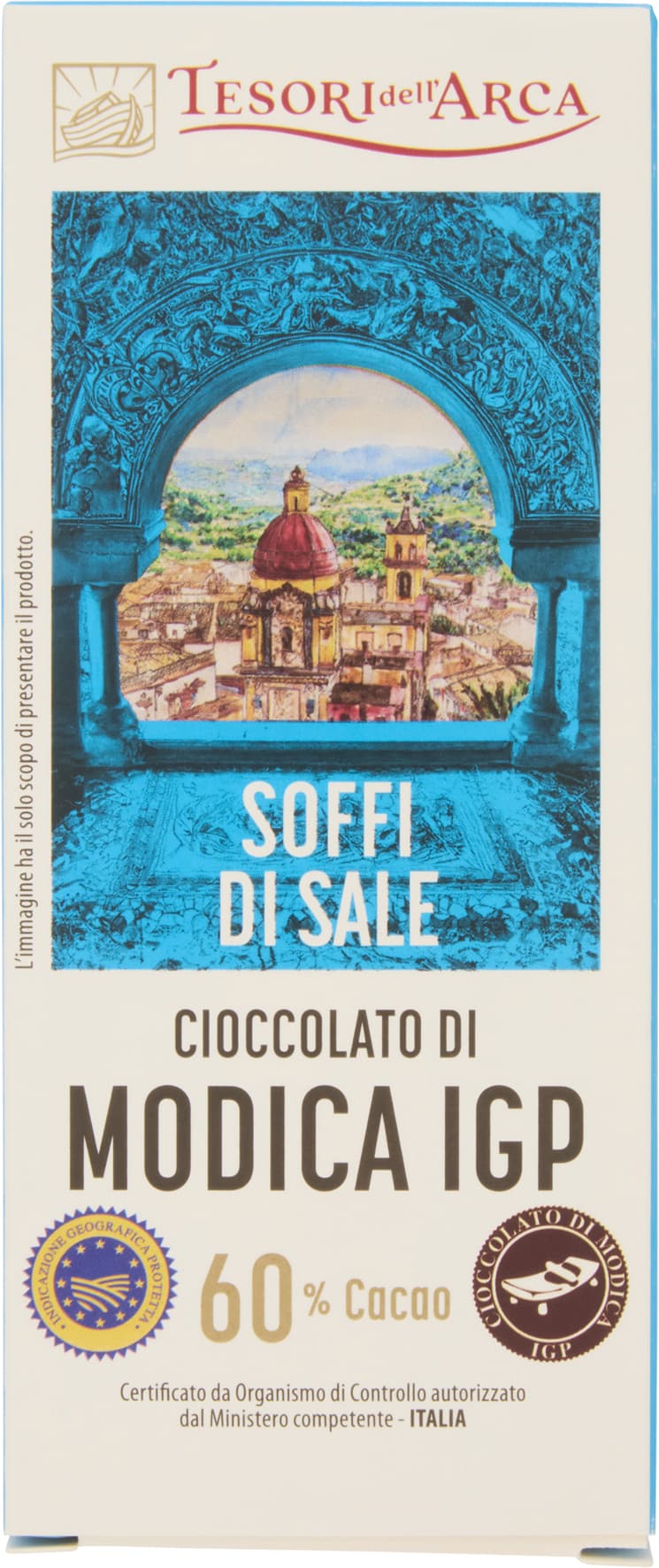 TESORI DELL'ARCA Cioccolato di Modica IGP Soffi di Sale 60% Cacao 100 g – immagine 2