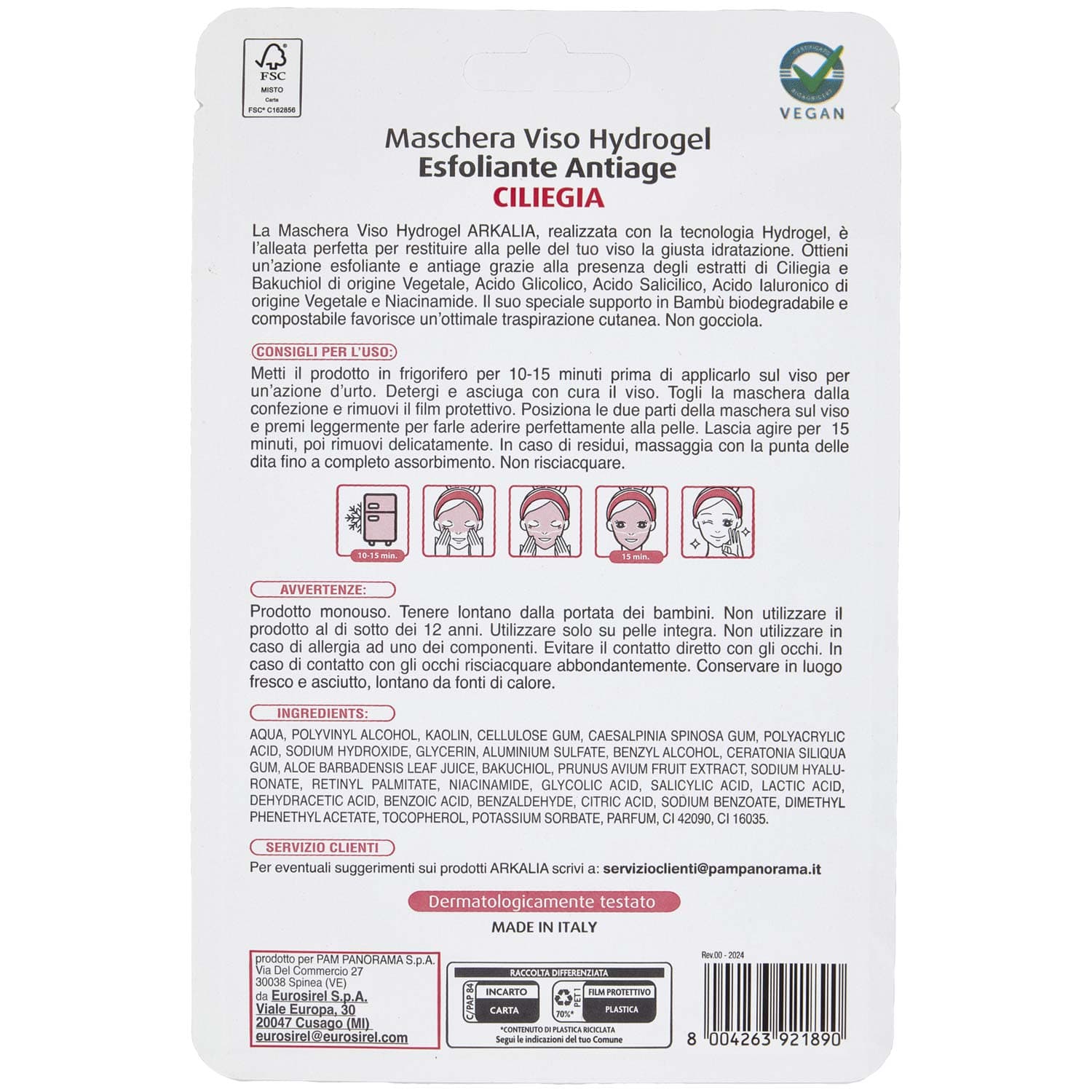 ARKALIA Maschera Viso Hydrogel Esfoliante Antiage 1 pz – immagine 5